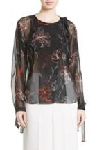 Women's Diane Von Furstenberg Sheer Tie Neck Silk Blouse - Black