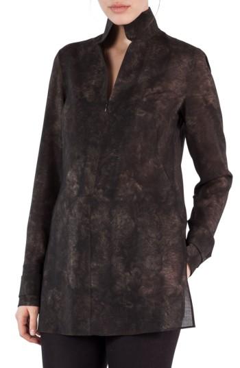 Women's Akris Shearling Print Wool Mousseline Tunic