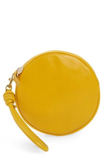 Clare V. Lambskin Leather Circle Clutch - Yellow