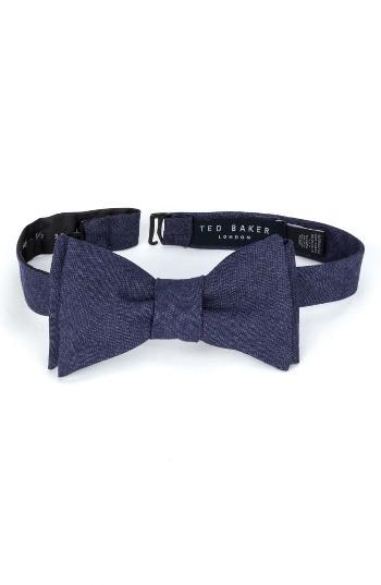 Men's Ted Baker London Blue Denim Cotton Bow Tie
