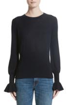 Women's Co Ruffle Sleeve Silk & Cashmere Sweater - Blue