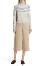 Women's Vince Fair Isle Wool & Cashmere Crop Turtleneck Sweater - Ivory