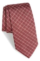 Men's Boss Plaid Silk Skinny Tie, Size - Red