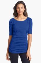Petite Women's Caslon Elbow Sleeve Side Ruched Tee