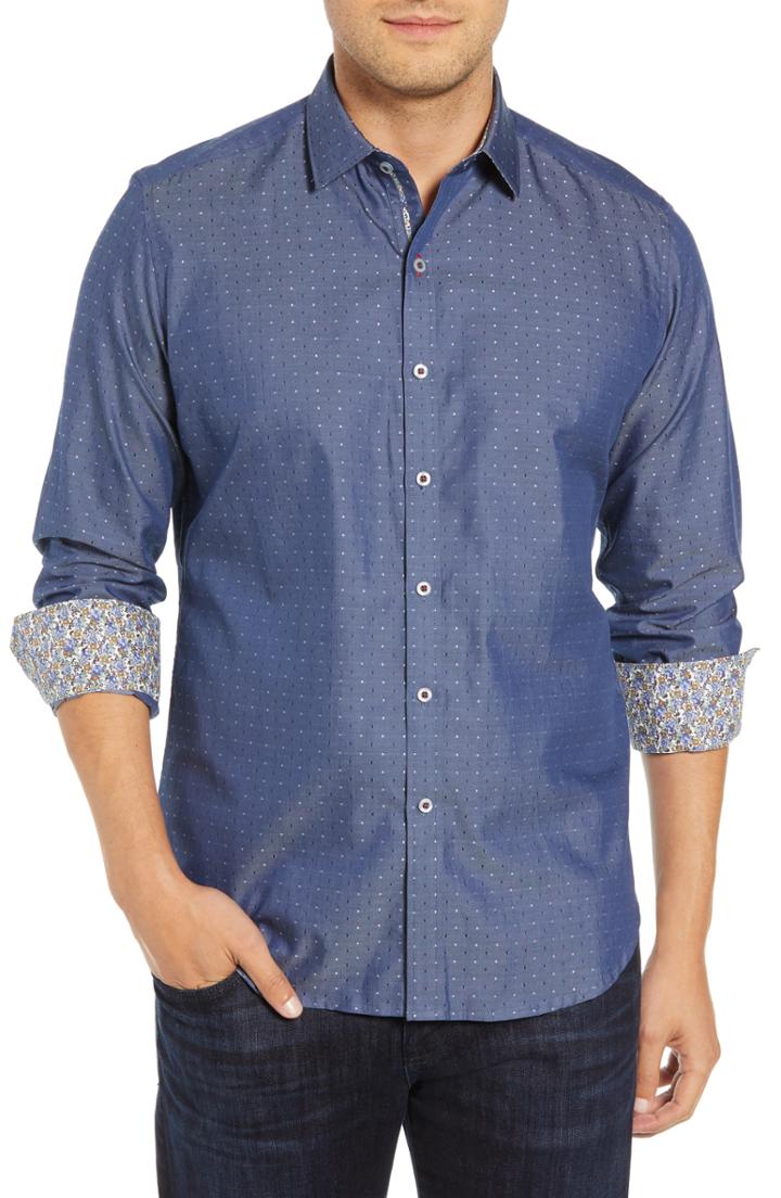 Men's Robert Graham Norville Classic Fit Sport Shirt - Blue