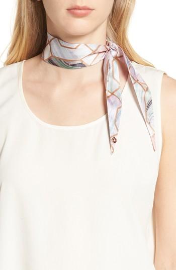 Women's Ted Baker London Acaulis - Sea Of Clouds Mini Silk Scarf, Size - White