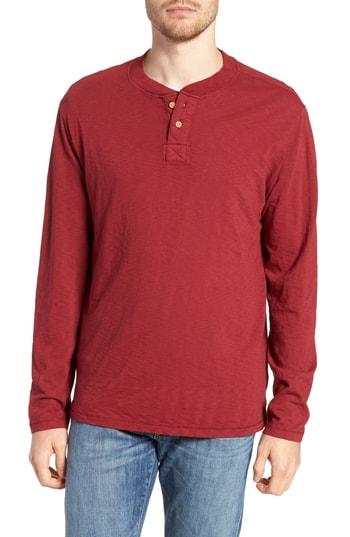 Men's Vintage 1946 Negative Slub Long Sleeve Henley - Red