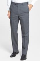 Men's Berle Self Sizer Waist Flat Front Wool Trousers X Unhemmed - Grey