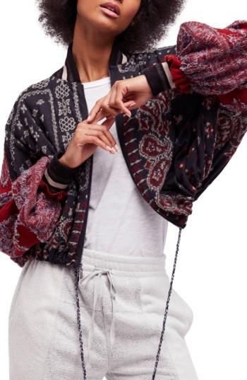 Women's Free People Paisley Bomber Jacket - Black