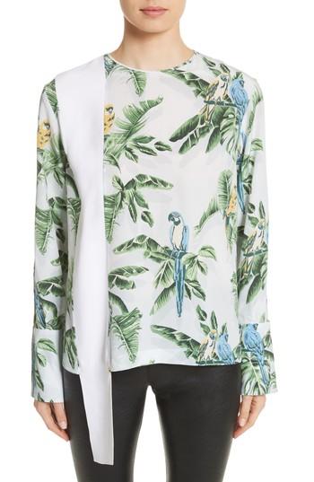 Women's Stella Mccartney Claire Bird Of Paradise Crepe De Chine Blouse Us / 36 It - Blue