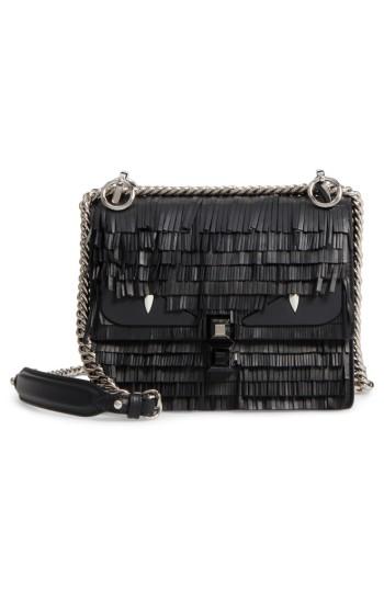 Fendi Small Kan I Fringe Monster Calfskin Shoulder Bag -