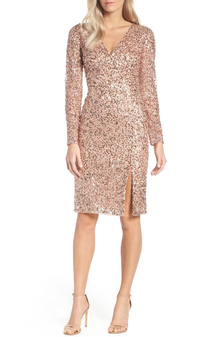Women's Adrianna Papell Beaded Mesh Cocktail Dress