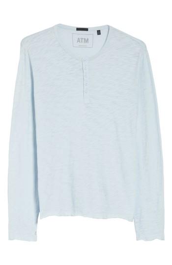 Men's Atm Anthony Thomas Melillo Raw Edge Henley - Blue
