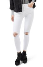 Women's Topshop Jamie Ripped Jeans W X 30l (fits Like 24w) - White