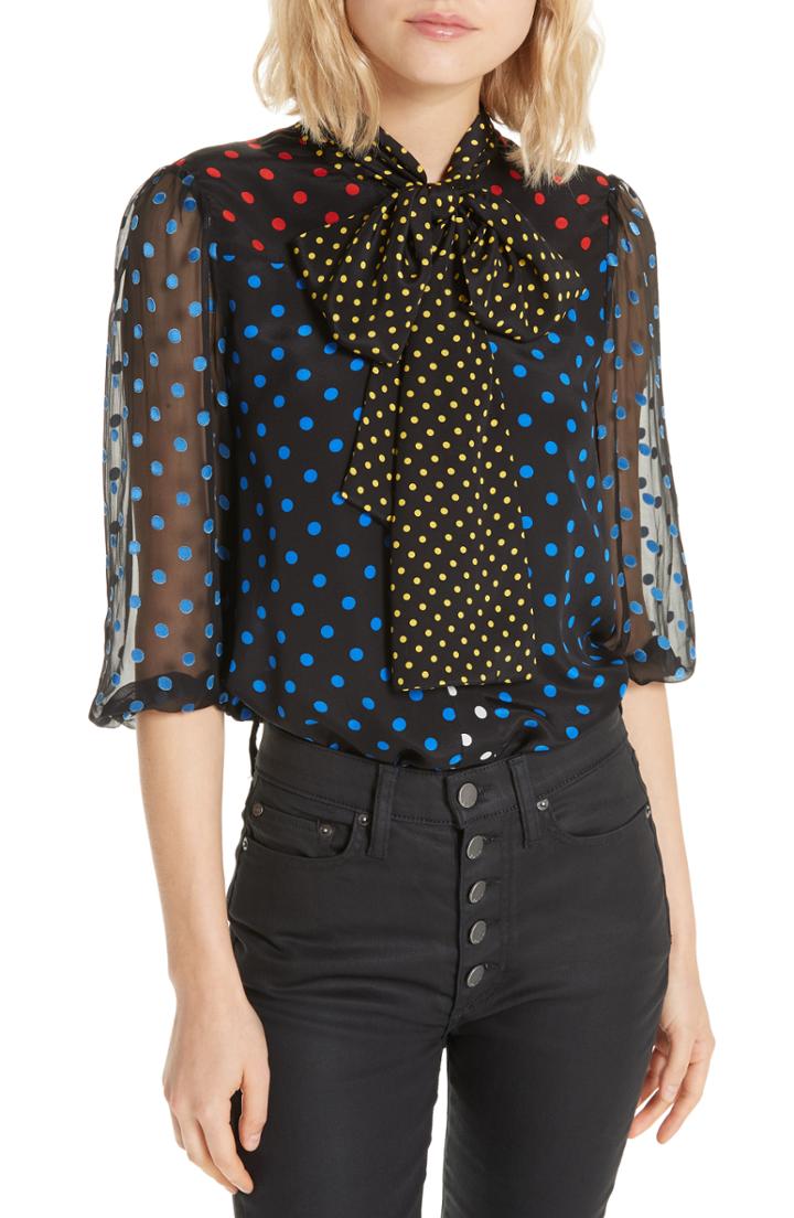 Women's Alice + Olivia Jeannie Bow Neck Blouse