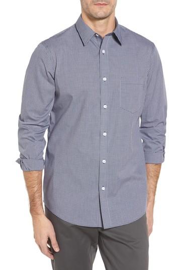 Men's Nordstrom Men's Shop Non-iron Microcheck Sport Shirt - Blue