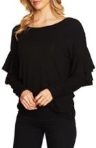Women's Cece Tiered Ruffled Shoulder Ribbed Top, Size - Grey