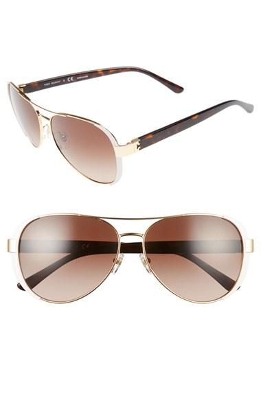 Women's Tory Burch 60mm Sunglasses - Gold/ White