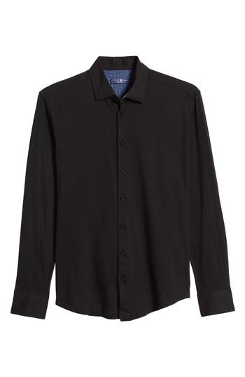Men's Stone Rose Flame Contemporary Fit Sport Shirt (l) - Black