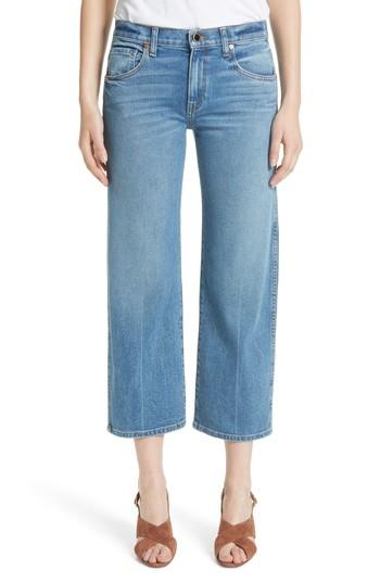 Women's Khaite Wendall Wide Leg Crop Jeans - Blue