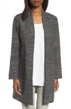 Women's Eileen Fisher Silk & Organic Linen Duster, Size - Black