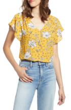 Women's Halogen Flutter Sleeve Blouse - Yellow