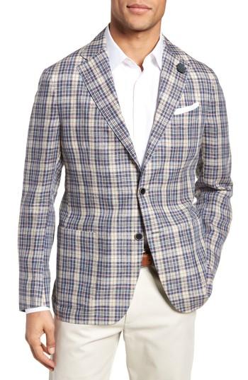 Men's Culturata Trim Fit Plaid Linen Sport Coat R - Beige