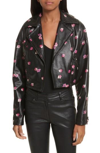 Women's Rebecca Taylor Floriana Leather Jacket - Black