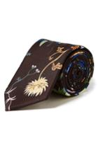Men's Topman Floral Tie, Size - Brown