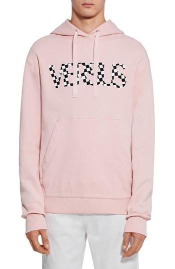 Men's Versus By Versace Check Logo Hoodie - Pink