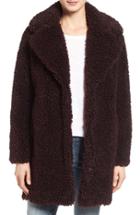 Women's Kensie 'teddy Bear' Notch Collar Faux Fur Coat - Red (online Only)