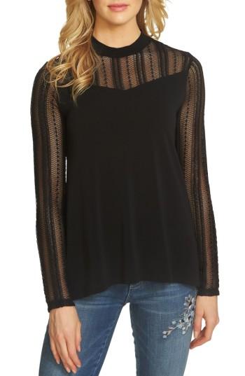 Women's Cece Lace Knit Top - Black