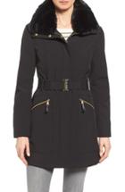 Women's Via Spiga Detachable Faux Fur Collar Soft Shell Coat