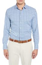 Men's Peter Millar Grier Regular Fit Glen Plaid Performance Sport Shirt, Size - Blue