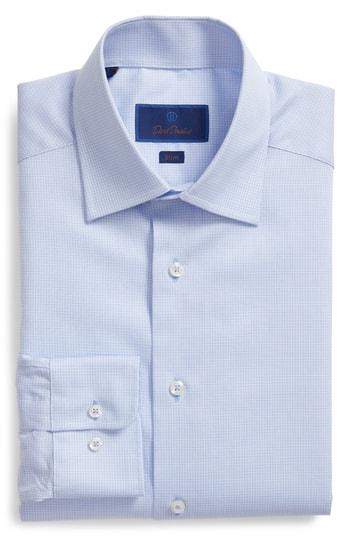 Men's David Donahue Slim Fit Micro Pattern Dress Shirt .5 - 32/33 - Blue