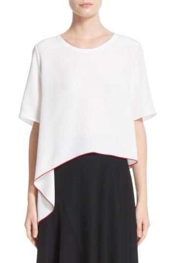 Women's Colovos Asymmetrical Silk Tee - White