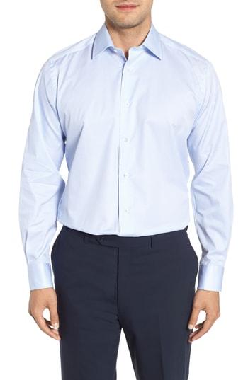 Men's David Donahue Regular Fit Dot Dress Shirt .5 - 32/33 - Blue