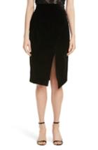 Women's Milly Robin Velveteen Faux Wrap Skirt - Black