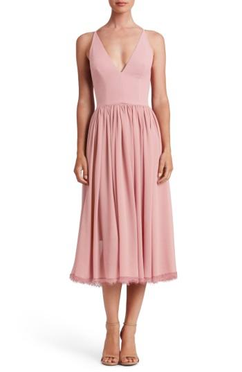 Women's Dress The Population Alicia Mixed Media Midi Dress - Pink