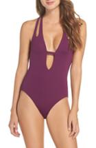 Women's Becca Color Code Plunge One-piece Swimsuit - Purple