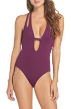 Women's Becca Color Code Plunge One-piece Swimsuit - Purple