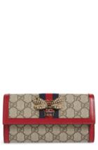 Women's Gucci Queen Margaret Gg Supreme Canvas Flap Wallet - Beige