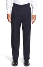 Men's Ballin Pleated Solid Wool Trousers - Blue