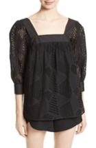 Women's Milly Eyelet Lace Top - Black