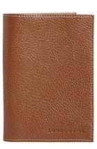 Longchamp Calfskin Leather Passport Case - Brown