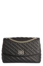 Balenciaga Large Bb Leather Shoulder Bag - Black