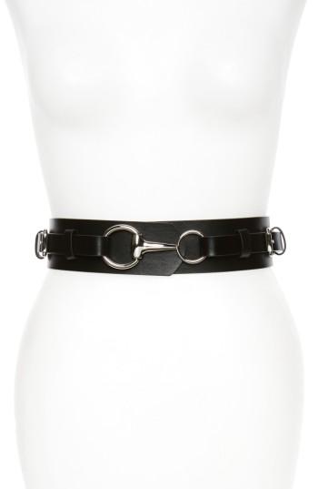 Women's Accessory Collective Faux Leather Equestrian Belt - Black/ Silver
