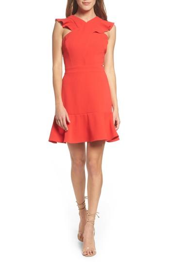 Women's Chelsea28 Cross Front Ruffle Dress - Red