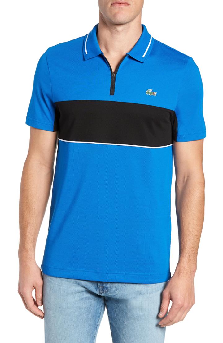 Men's Lacoste Fancy Colorblock Pique Polo (xl) - Blue