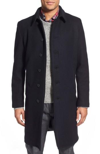 Men's Schott Nyc Wool Blend Officer's Coat, Size - Blue
